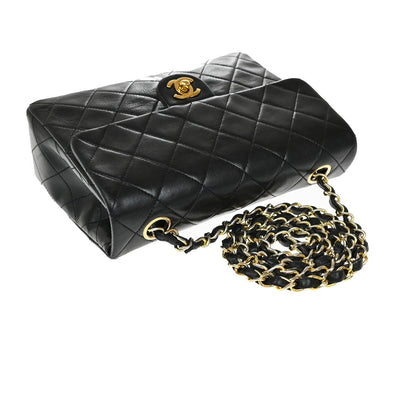 Chanel Vintage Square Classic Flap Bag Quilted Lambskin, BLACK, LEATHER, Shoulder bag