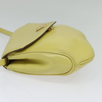 Celine Flap Shoulder Bag Leather, YELLOW, LEATHER, Shoulder bag