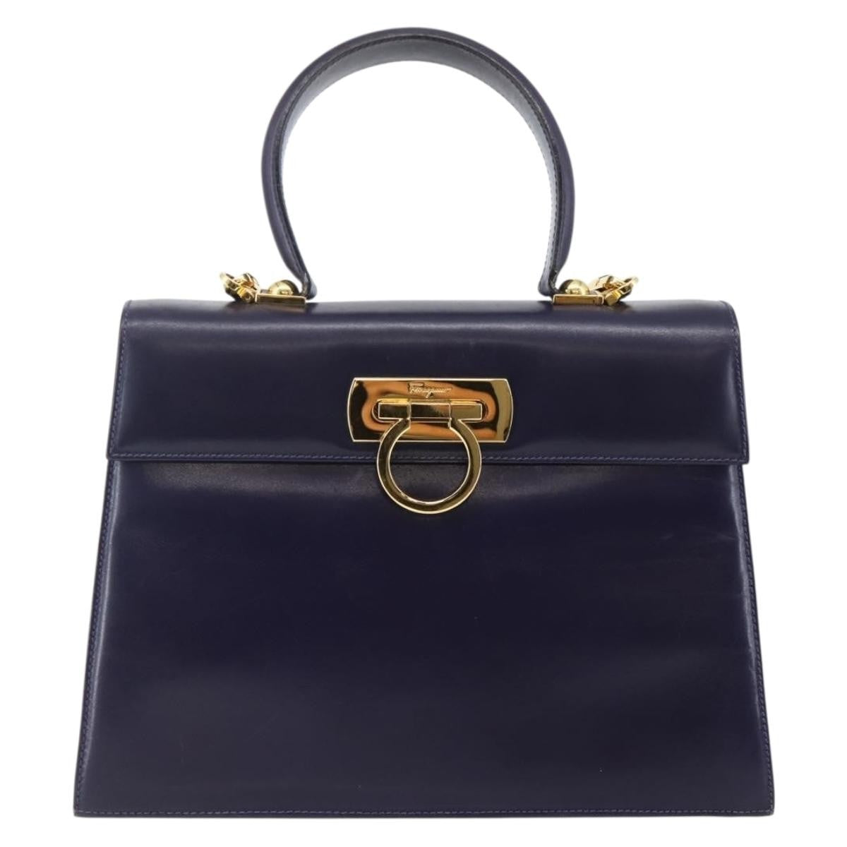 Salvatore Ferragamo Gancini Convertible Top Handle Bag Leather, PURPLE, LEATHER, Handbag