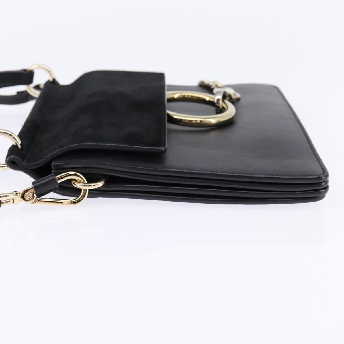 Chloe Faye Top Handle Bag Leather and Suede, BLACK, SUEDE, Handbag
