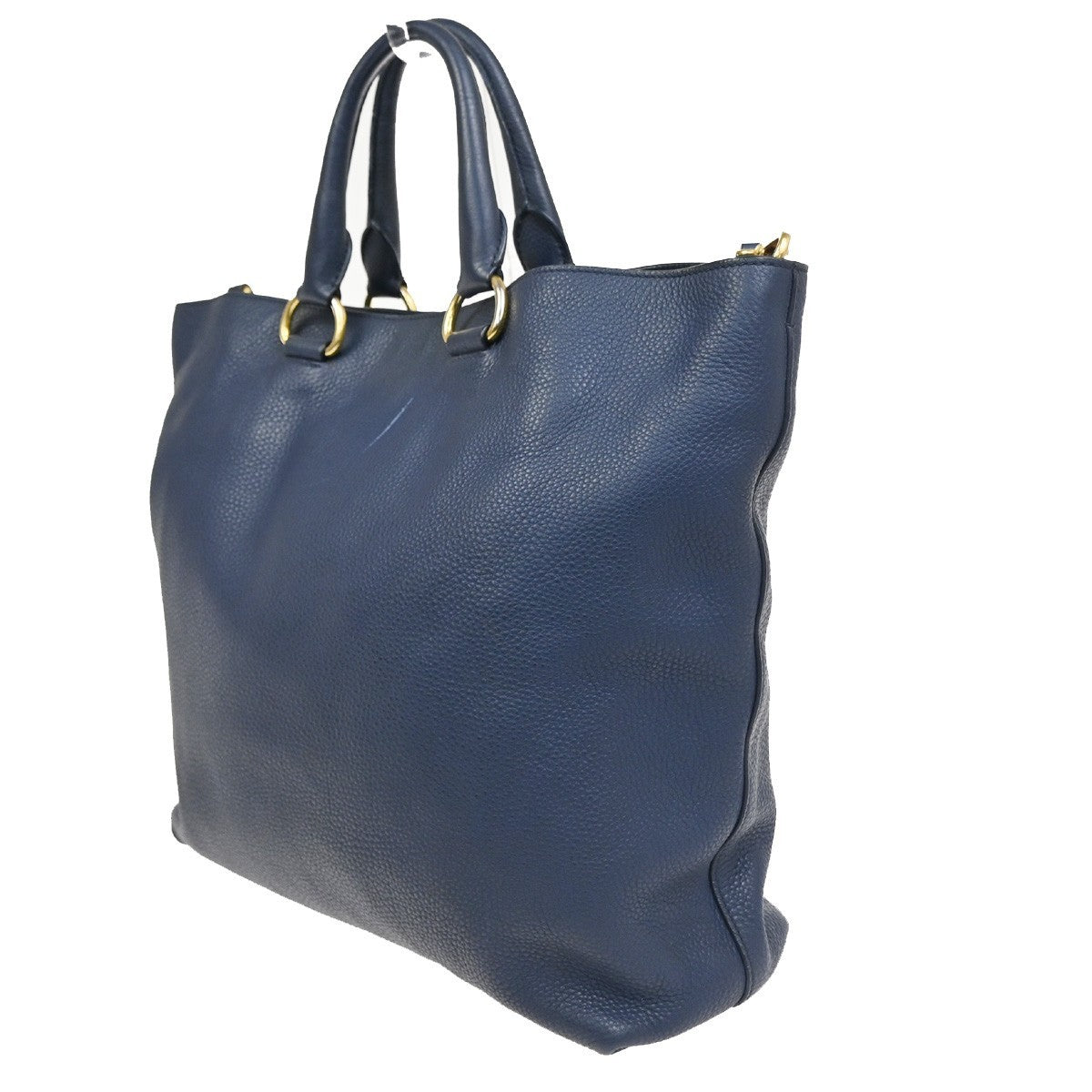 Prada Shopping Tote Vitello Daino, Navy, Leather, Tote Bag