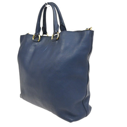 Prada Shopping Tote Vitello Daino, Navy, Leather, Tote Bag