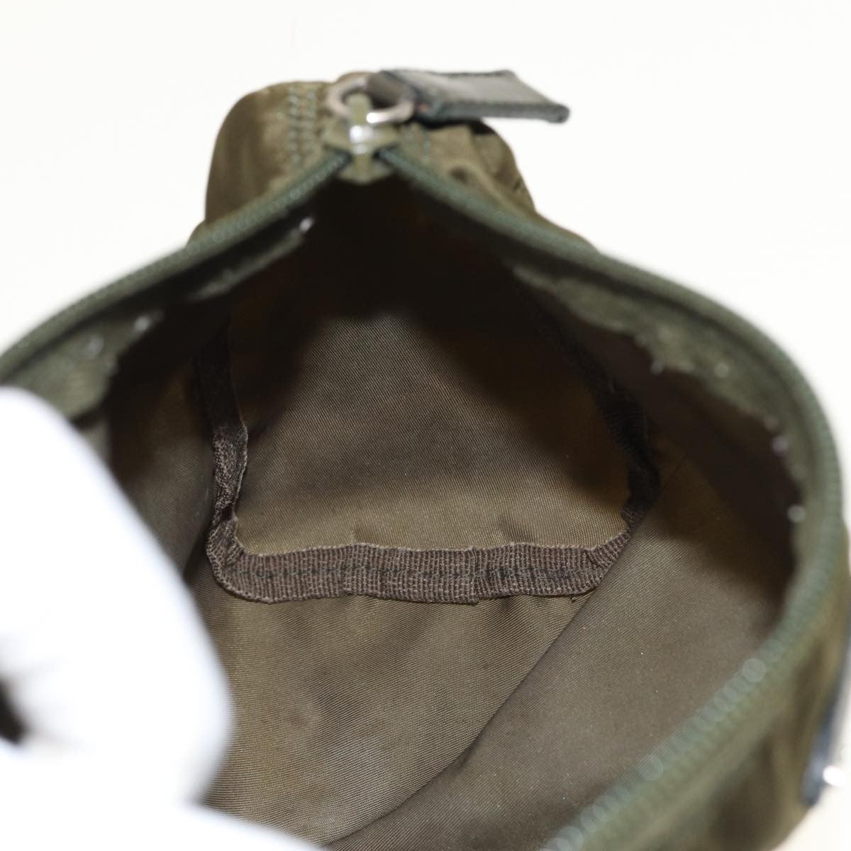Prada Zip Around Pouch Tessuto, KHAKI, NYLON, Clutche & pouche