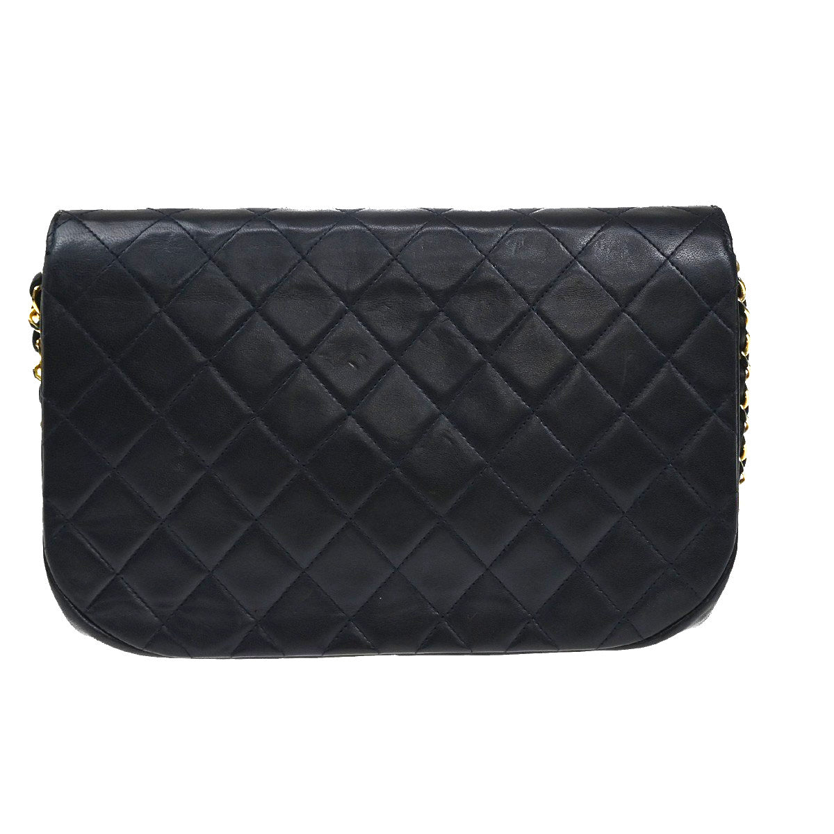 Chanel Vintage Flap Bag Leather, BLACK, LEATHER, Shoulder bag