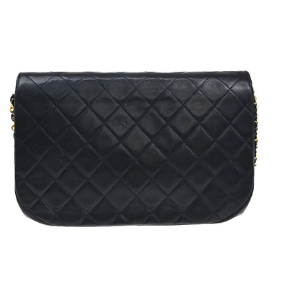 Chanel Vintage Flap Bag Leather, BLACK, LEATHER, Shoulder bag