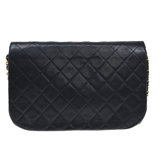 Chanel Vintage Flap Bag Leather, BLACK, LEATHER, Shoulder bag