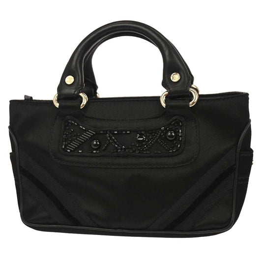 Celine Boogie Satchel Satin, Black, Satin, Handbag