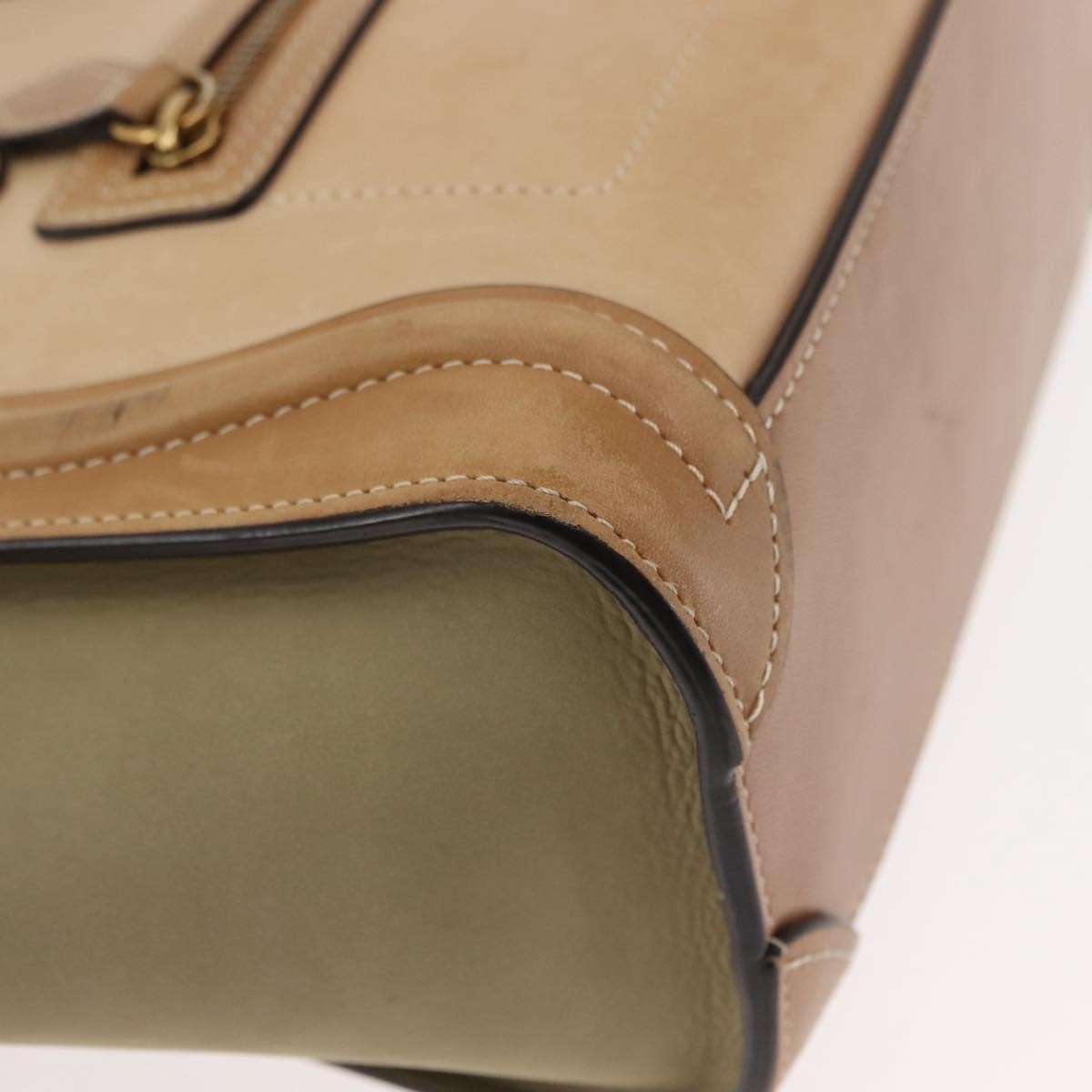 Celine Tricolor Luggage Bag Leather, BEIGE, LEATHER, Handbag