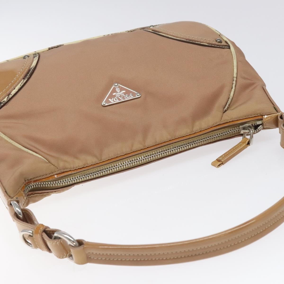 Prada Zip Hobo Tessuto with Leather, BEIGE, NYLON, Shoulder bag