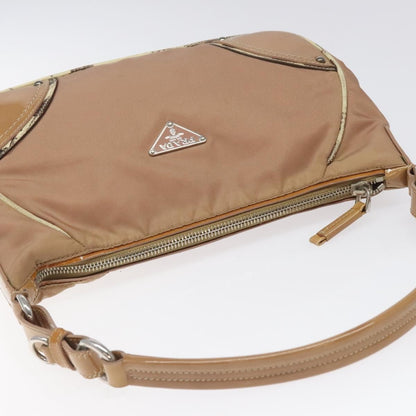 Prada Zip Hobo Tessuto with Leather, BEIGE, NYLON, Shoulder bag