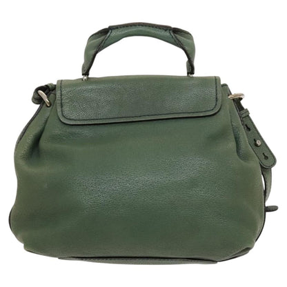 Chloe Elsie Satchel Leather, GREEN, LEATHER, Handbag