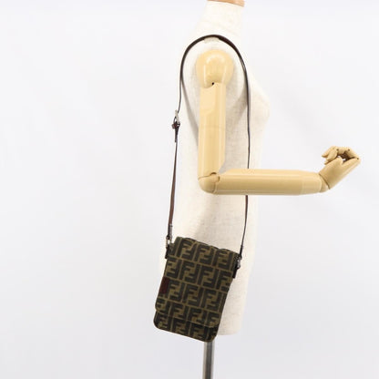 Fendi Flat Messenger Bag Zucca Canvas, BROWN, CANVAS, Shoulder bag