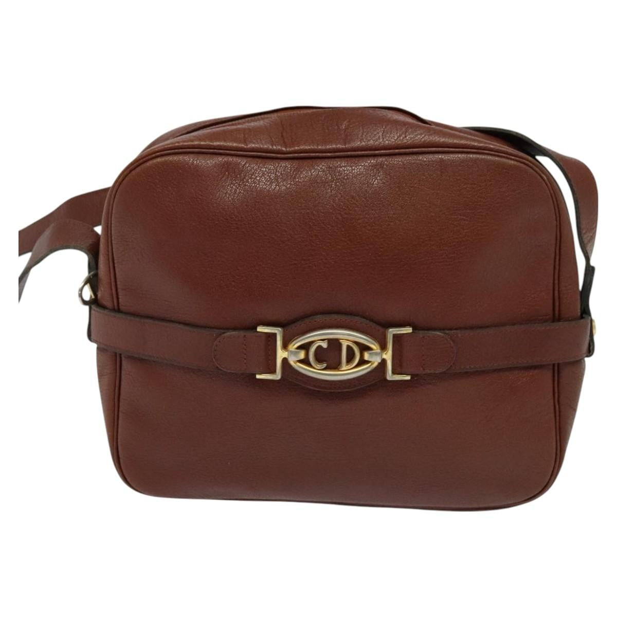 Christian Dior CD Shoulder bag Leather, BROWN, LEATHER, Shoulder bag