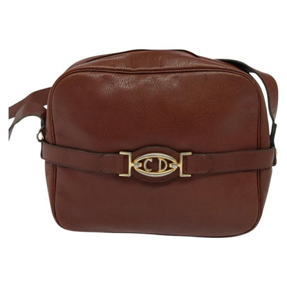 Christian Dior CD Shoulder bag Leather, BROWN, LEATHER, Shoulder bag