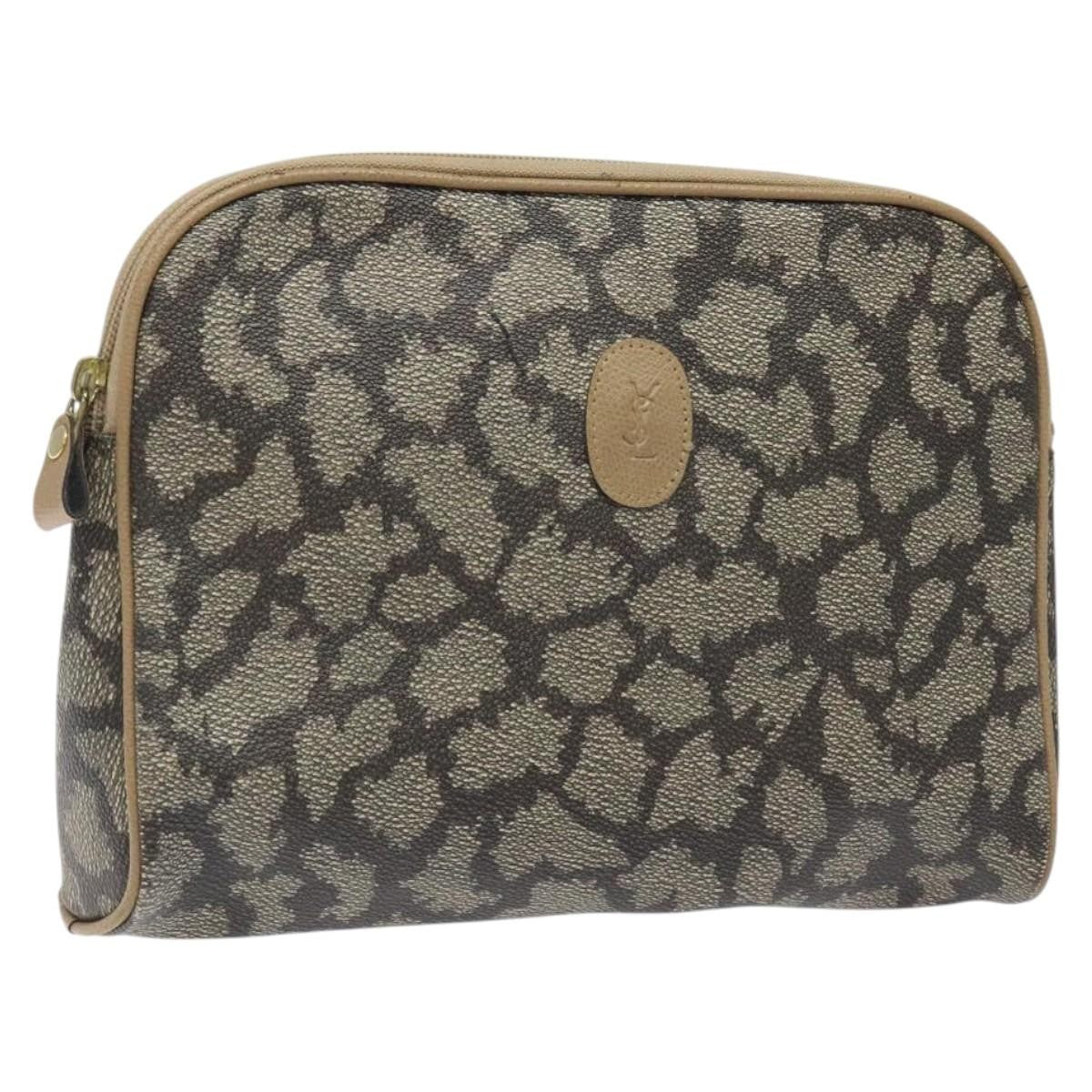 Saint Laurent Vintage Clutch PVC, BROWN, PVC, Clutche & pouche