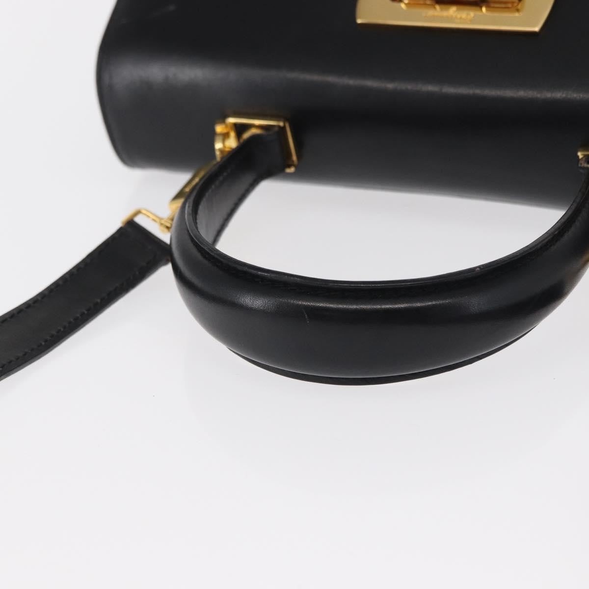 Salvatore Ferragamo Convertible Top Handle Bag Leather, BLACK, LEATHER, Handbag
