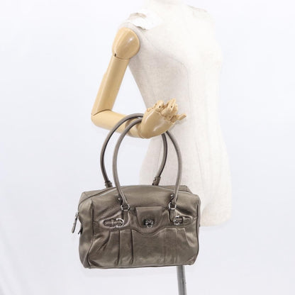 Salvatore Ferragamo Gancini Buckle Shoulder Bag Leather, GOLD, LEATHER, Handbag