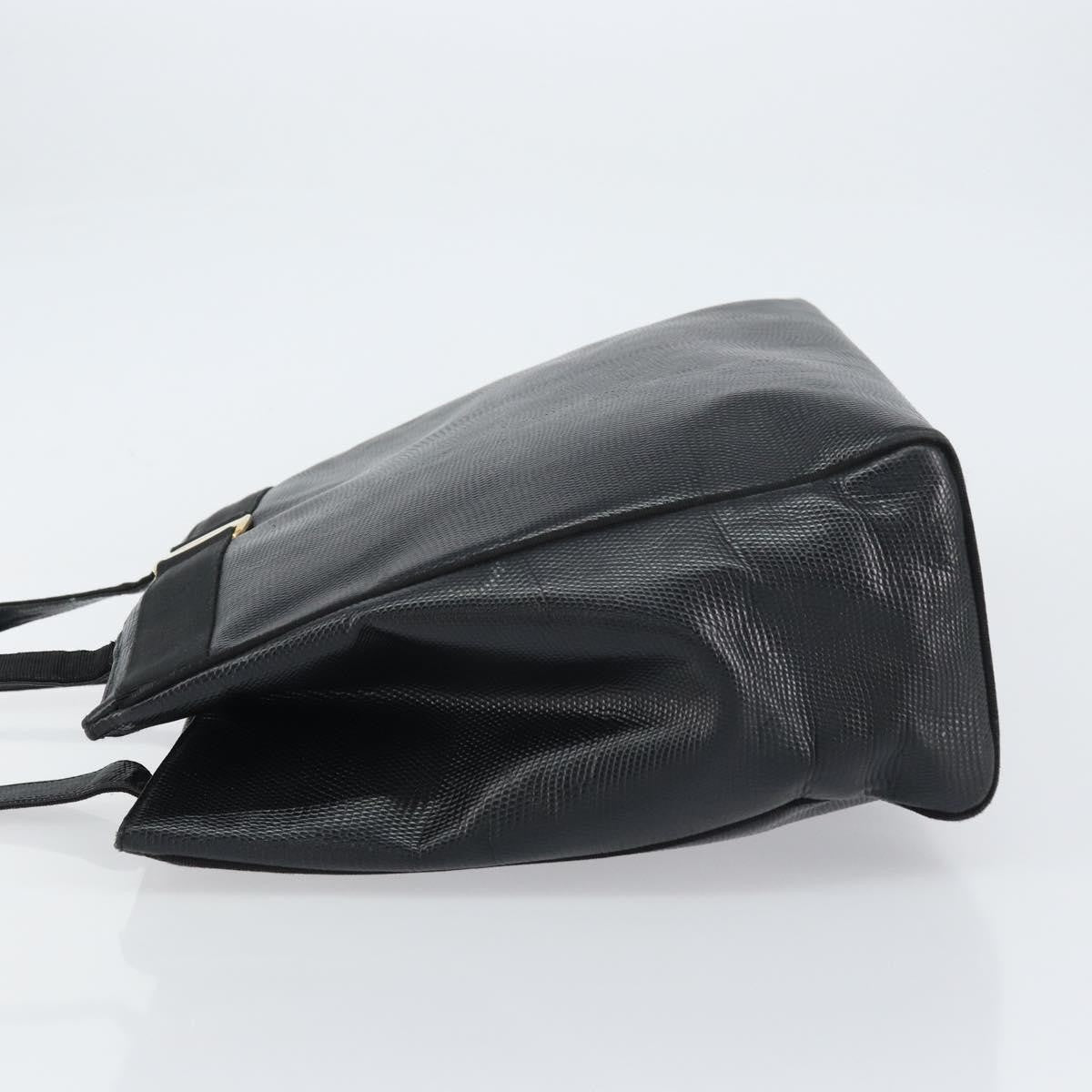 Salvatore Ferragamo Vintage Vara Bow Tote Lizard Embossed Leather, BLACK, LEATHER, Tote bag