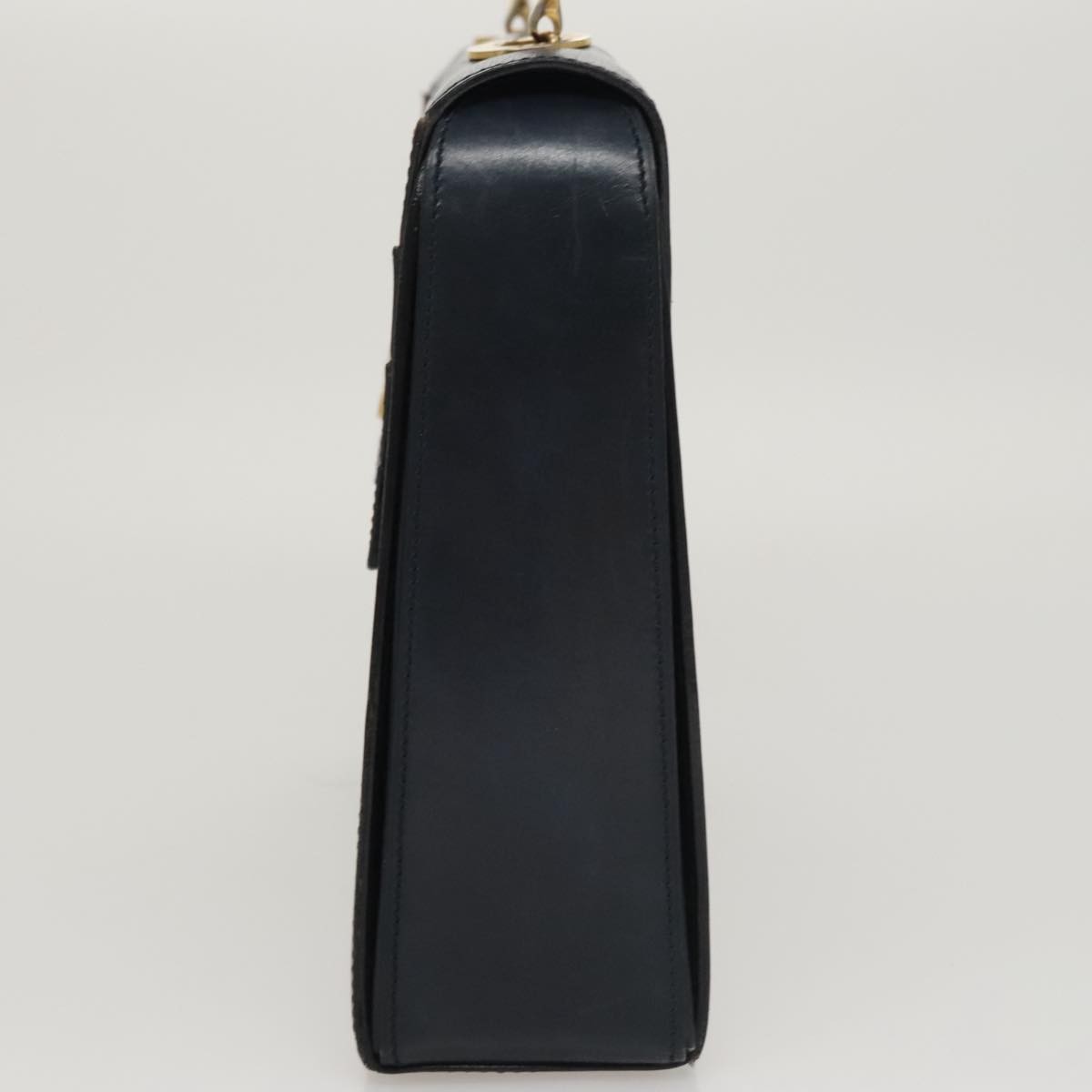 Celine Circle Logo Handbag Leather, NAVY, LEATHER, Handbag