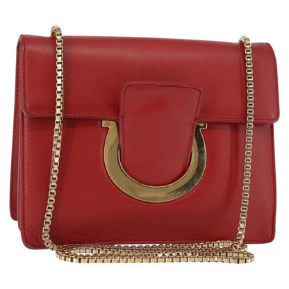 Salvatore Ferragamo Thalia Shoulder Bag Leather, RED, LEATHER, Shoulder bag