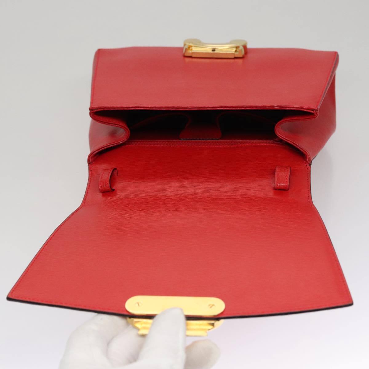Celine Cuir Triomphe Bag Leather, RED, LEATHER, Handbag