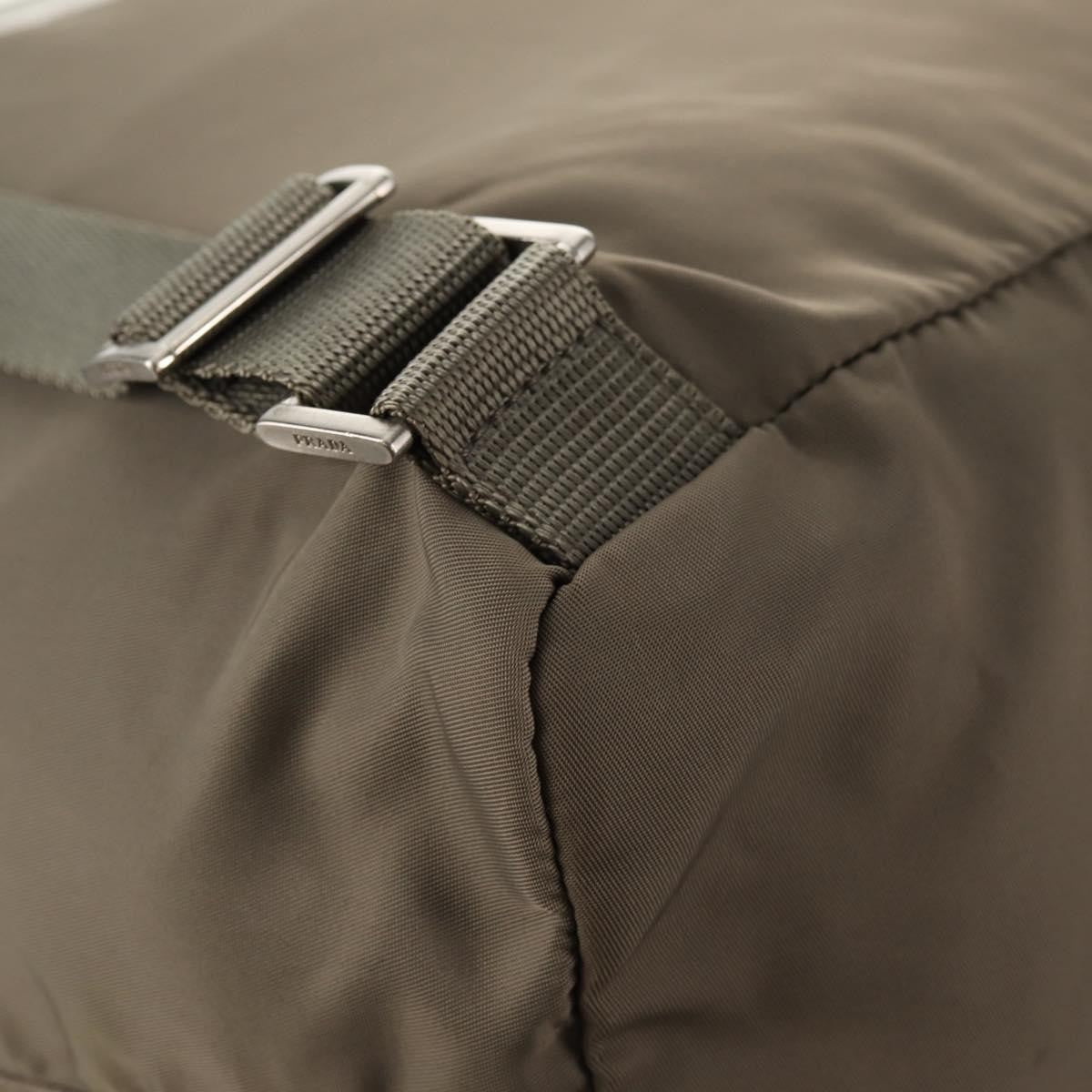 Prada Vela Double Front Pocket Backpack Tessuto with Saffiano Leather, GRAY, NYLON, Backpack