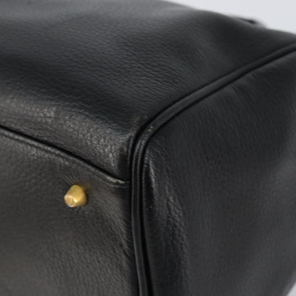 Burberry Vintage Boston Bag Leather, BLACK, LEATHER, Travel bag