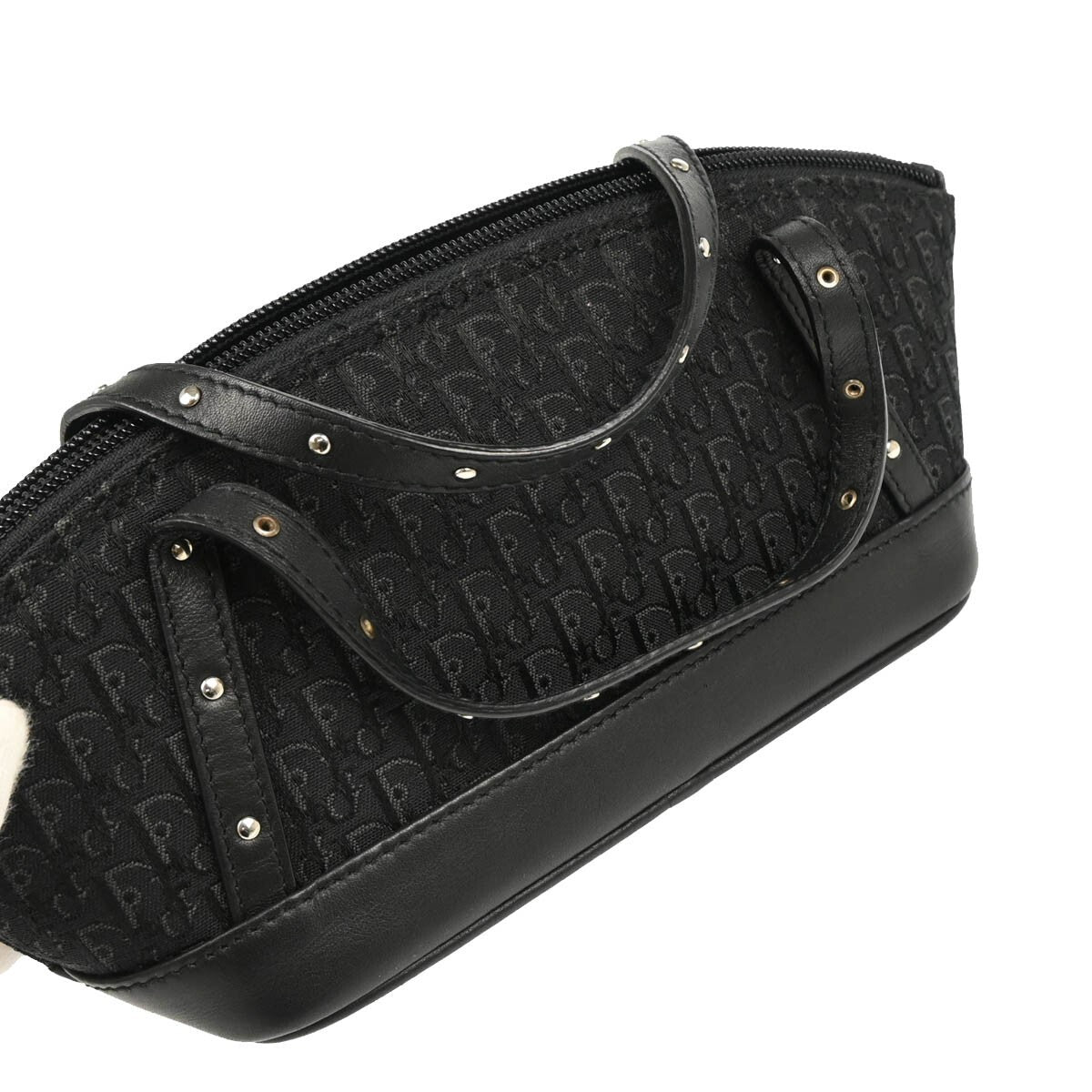 Christian Dior Street Chic Handbag Diorissimo Canvas with Leather, BLACK, CANVAS, Handbag