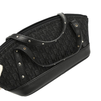 Christian Dior Street Chic Handbag Diorissimo Canvas with Leather, BLACK, CANVAS, Handbag