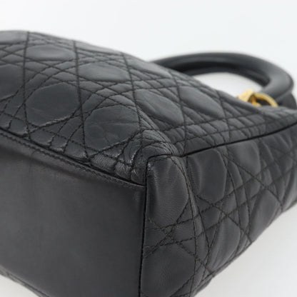 Christian Dior Lady Dior Bag Leather, Black, Leather, Handbag