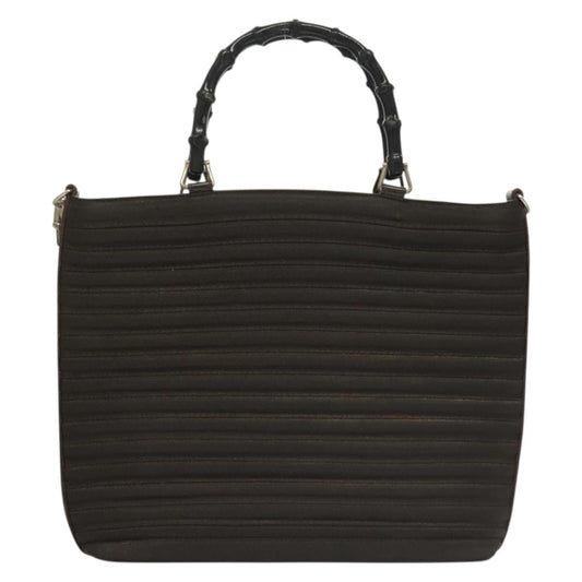 Gucci Vintage Bamboo Handle Bag Nylon, BROWN, NYLON, Handbag