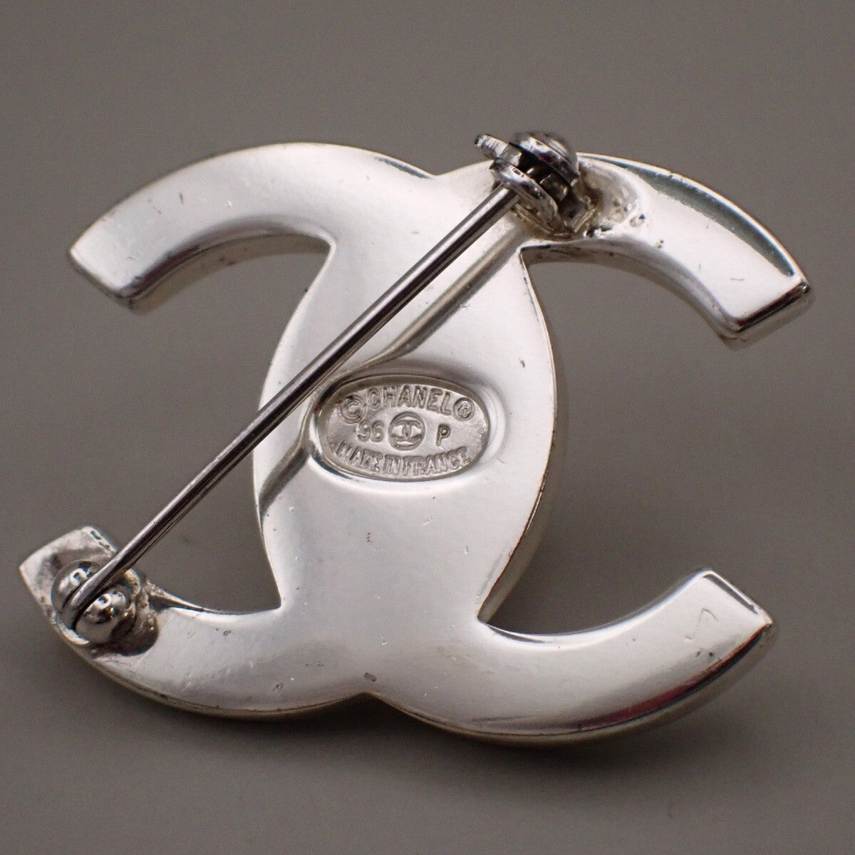 Chanel Vintage CC Turnlock Brooch Metal, SILVER, SILVER_PLATED, Brooch