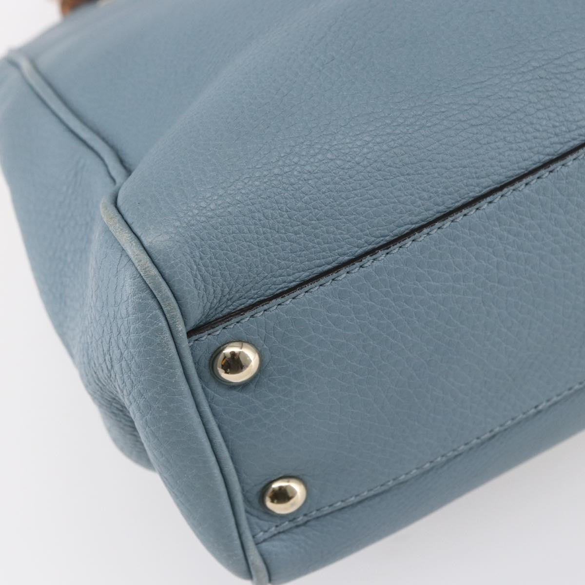 Gucci Bamboo Shopper Tote Leather, BLUE, LEATHER, Handbag