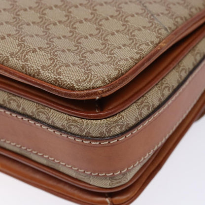 Celine Vintage Macadam Shoulder Bag Canvas and Leather, BEIGE, CANVAS, Shoulder bag