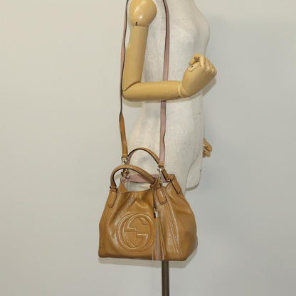 Gucci Soho Convertible Shoulder Bag Leather, BEIGE, LEATHER, Shoulder bag