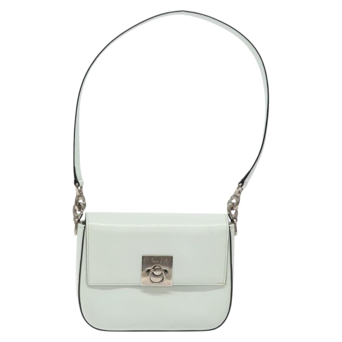 Celine Flap Shoulder Bag Leather, SILVER, LEATHER, Shoulder bag