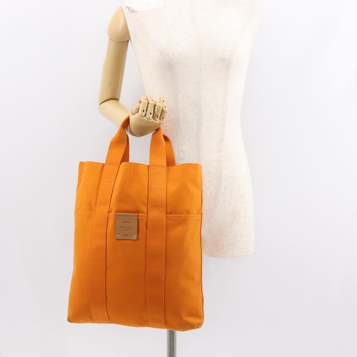 Hermes Fourre-tout Herline Fourre-tout Herline, ORANGE, CANVAS, Tote bag
