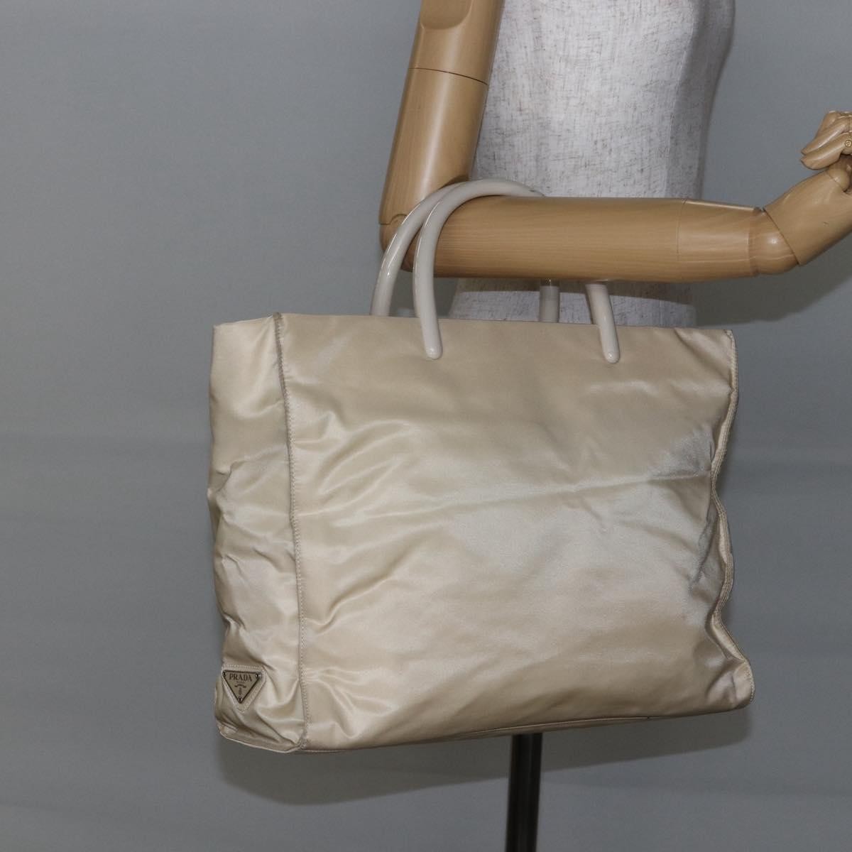Prada Resin Handle Tote Tessuto, BEIGE, NYLON, Tote bag