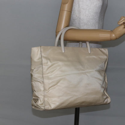Prada Resin Handle Tote Tessuto, BEIGE, NYLON, Tote bag