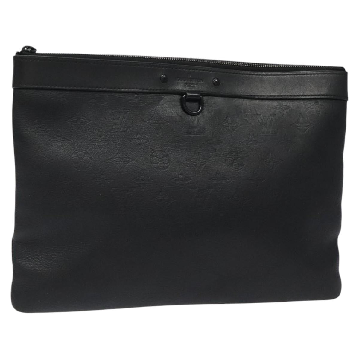 Louis Vuitton Discovery Pochette Monogram Shadow Leather, BLACK, LEATHER, Clutche & pouche