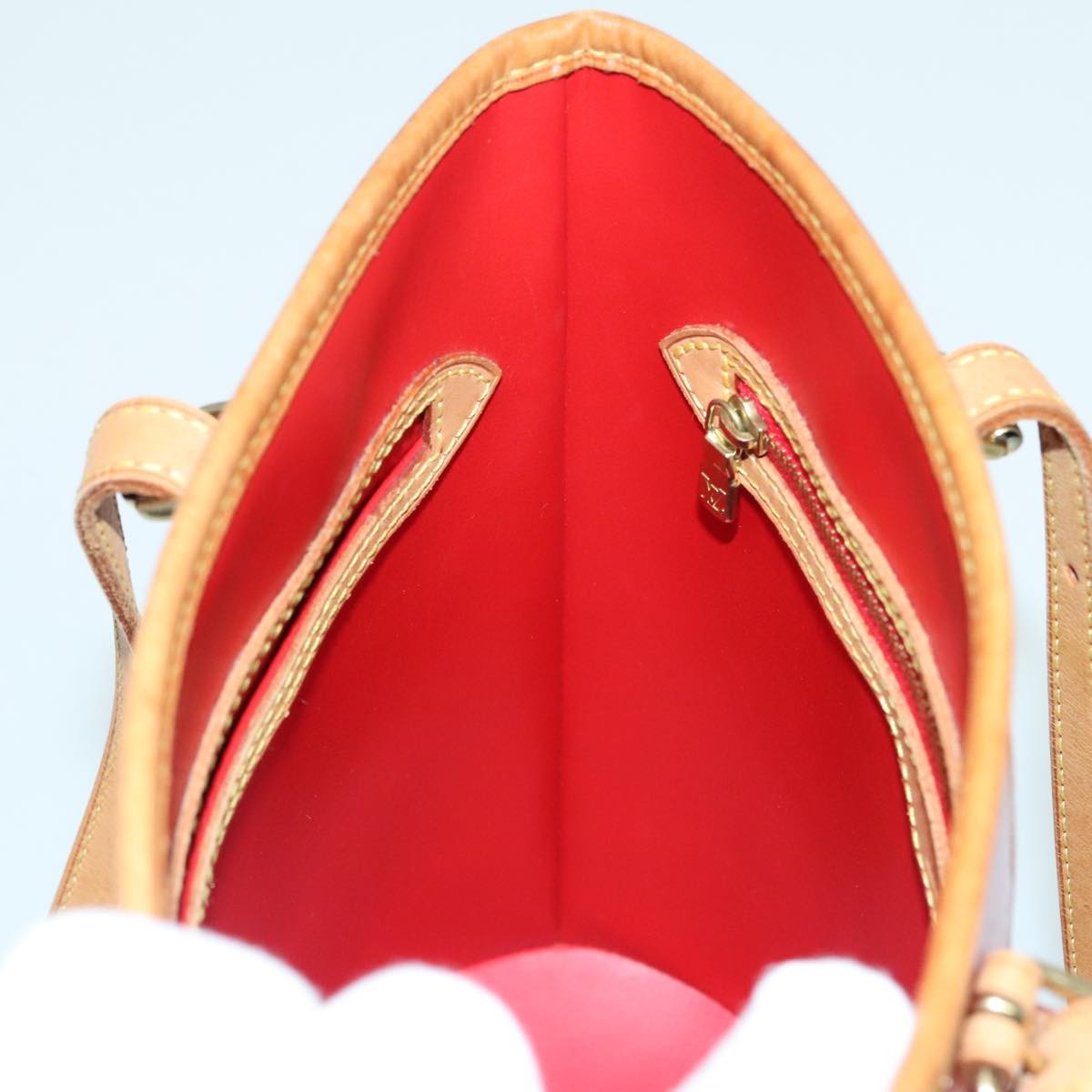 Louis Vuitton Bucket Bag Monogram Vernis, RED, PATENT_LEATHER, Handbag