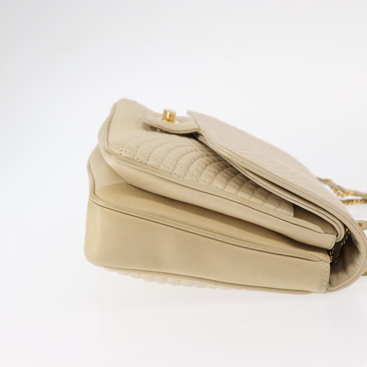 Bally Vintage Chain Shoulder Bag Quilted Leather, ECRU, LEATHER, Shoulder bag