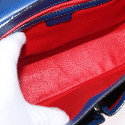 Celine Vintage Circle Logo Crossbody Bag Leather, BLUE, LEATHER, Shoulder bag