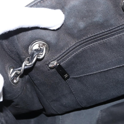 Chanel Vintage CC Charm Tote Chevron Canvas, BLACK, CANVAS, Tote bag