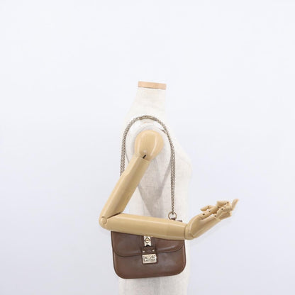 Valentino Garavani Rolling Rockstud Glam Lock Shoulder Bag Leather, BROWN, LEATHER, Shoulder bag