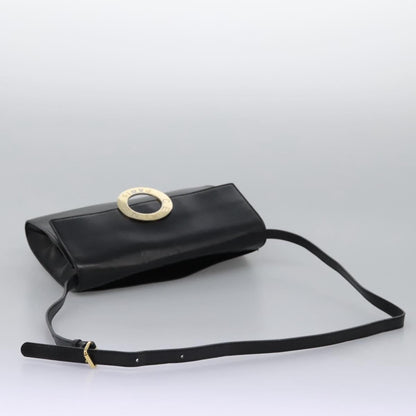Celine Vintage Circle Logo Crossbody Bag Leather, BLACK, LEATHER, Crossbody bag