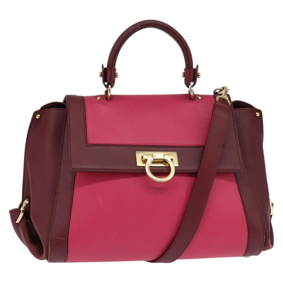 Salvatore Ferragamo Sofia Satchel Leather, PINK, LEATHER, Handbag