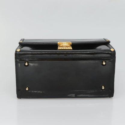 Versace Vintage Box Handle Bag Patent, BLACK, PATENT_LEATHER, Handbag