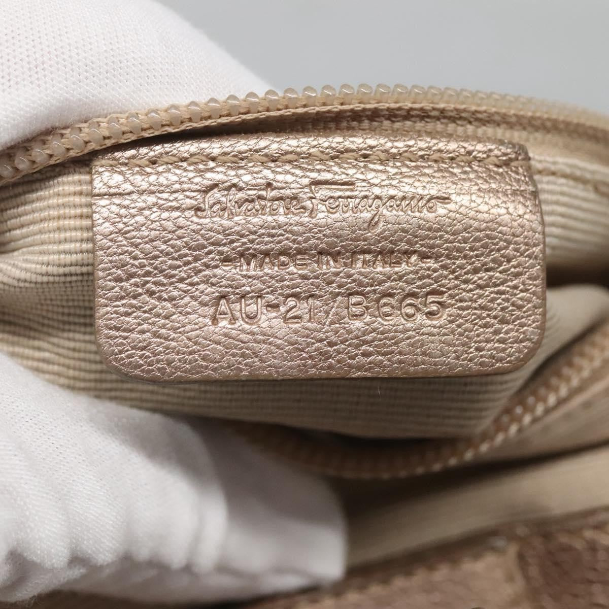 Salvatore Ferragamo Vala Leather, GOLD, LEATHER, Tote bag