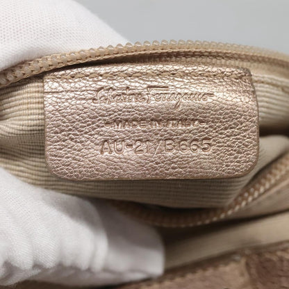 Salvatore Ferragamo Vala Leather, GOLD, LEATHER, Tote bag